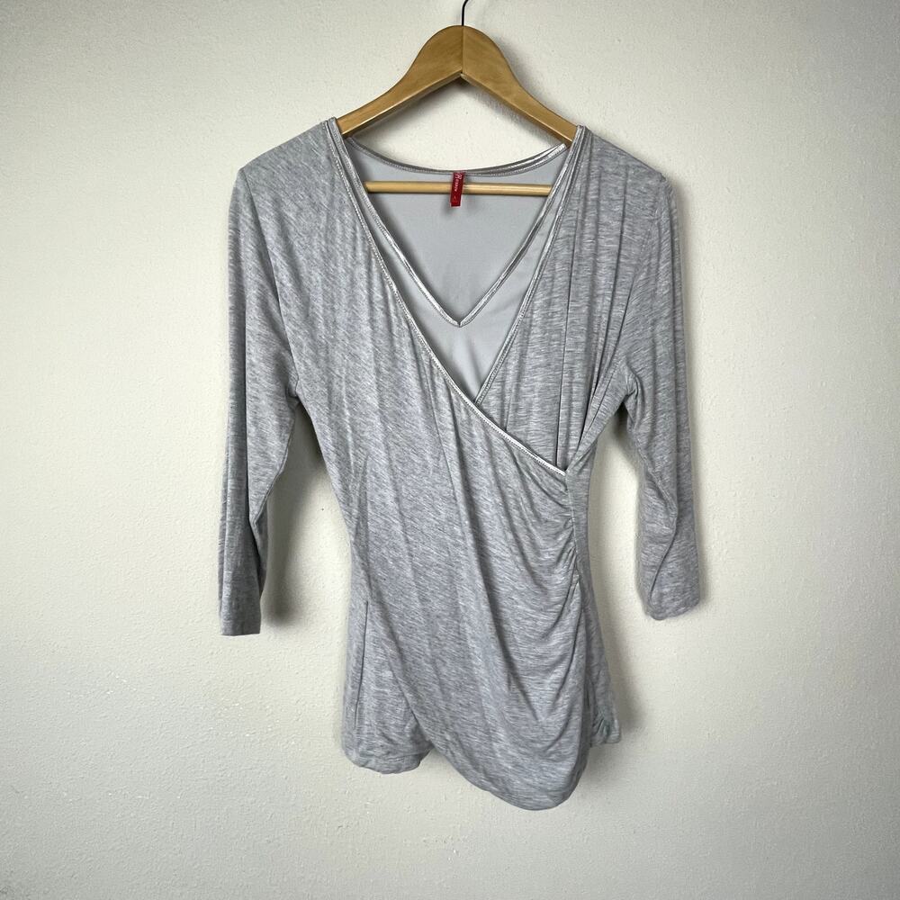 Ruby Ribbon Compression Surplice Top Size L Gray … - image 2